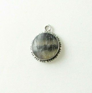 Vintage Solid Silver Blue John Gemstone Small Charm Pendant