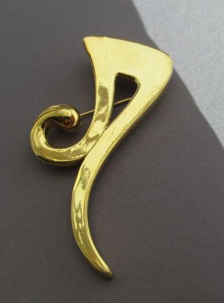 3d Huge Vintage Givenchy Gold Tone Swirl Runway Brooch Pin 25.  8g