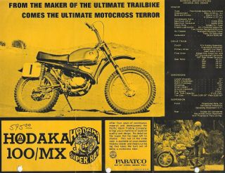 Vintage 1970 1971 1972 Hodaka 100 / Mx Rat Motocross Sales Flyer Brochure