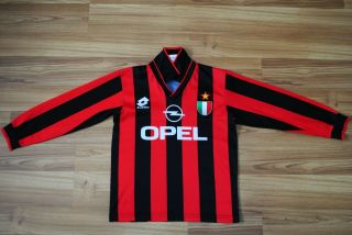 Kids Size Ac Milan Italy 1994/95 Home Football Shirt Jersey Maglia Lotto Camisa
