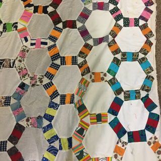 VTG Unfinished Quilt Top Patchwork Design Top Only 60” X 70” Other HandSewn 2