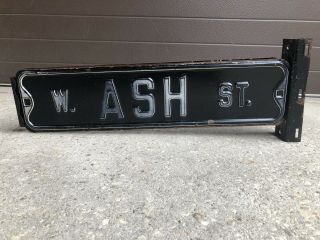 Vintage W.  Ash St.  2 Sided Street Sign With Mounting Bracket