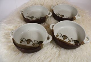 Vintage Bowls Porcelain Ceramic Mushroom Soup Snack Serving Kitchen Set Unique 4