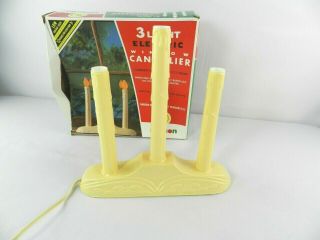 Vintage Beacon 3 Light Candolier Window Electric Candelabra Christmas Candles