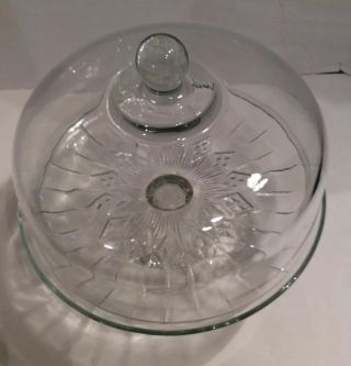 Vintage Pedestal Glass Cake Stand Dome Cover Punch Bowl Geometric Design