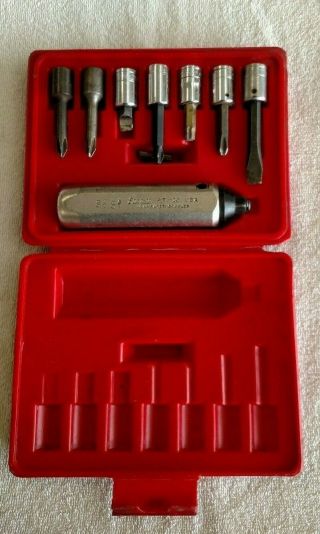 Vintage Snap - On 3/8 " Impact Driver Set Pit120 W/ Driver,  7 Bits And Case