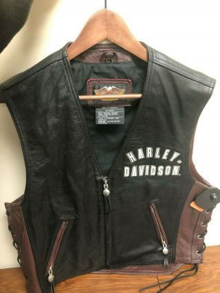 Ltd 1998 Harley Davidson 95th Year Anniversary Leather Cut Vest Men 