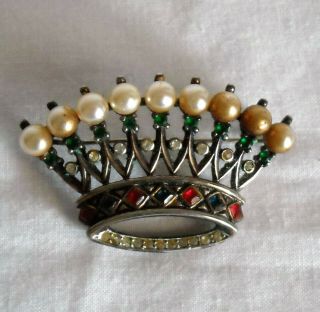 Vtg Trifari Royal Crown Brooch Alfred Philippe 1940 