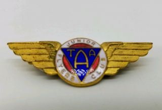 Vintage Taa Junior Flyers Club Badge.  Trans Australian Airlines.  Stokes Melb