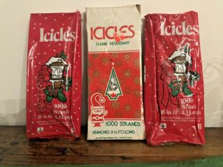 3 Boxes Of Vintage Christmas Tree Icicles Silver