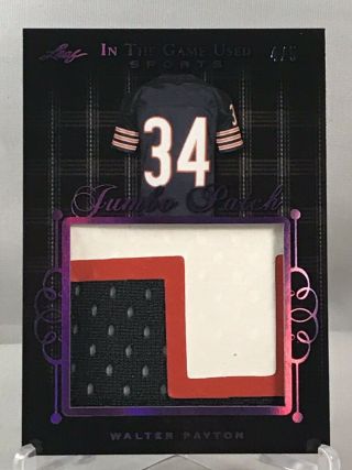 2019 Leaf In The Game Walter Payton Game Worn Jumbo Number Patch 4/5