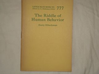 Little Blue Book 777,  The Riddle Of Human Behavior,  Print Circa 1926