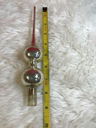 Vintage Mercury Glass Christmas Tree Topper Silver 9” Tall