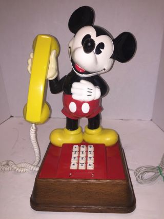 Vintage 1976 Mickey Mouse Pushbutton Dial Phone 14 " H Great By Atcc Gte