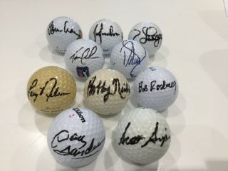 Masters Us Open Pga 10 Signed Golf Balls - 9 Major Champions