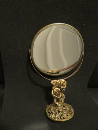 Vintage Matson Dogwood Gold Ormolu Filigree Pedestal Vanity Dresser Mirror