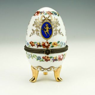 Vintage Limoges French Porcelain - Egg Formed Trinket Box - Lovely