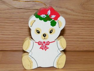 Vintage Wooden Bear Holiday Christmas Tree Ornament Read