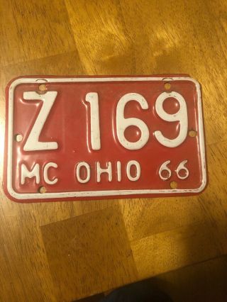 Vintage 1966 Ohio Motorcycle Scooter License Plate Tag
