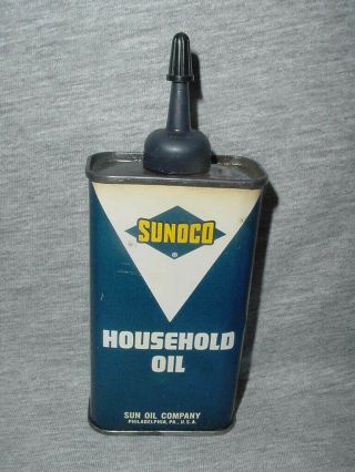 Vintage Sunoco Household Oil Can 4oz Gas Pump Image 1/4 Full