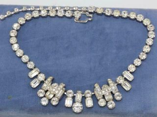 Vtg Deco Signed Eisenberg Diamante Glass Rhinestone Necklace Sp65