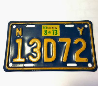 1966 - 1973 Vintage York Motorcycle License Plate Number Tag