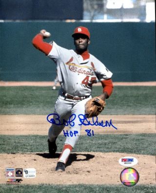 Bob Gibson Signed Photo 8x10 Autograph Auto Psa/dna And Ticket From Signing