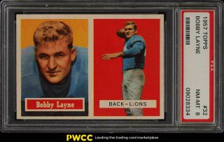 1957 Topps Football Bobby Layne 32 Psa 8 Nm - Mt (pwcc)