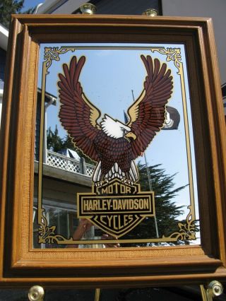Vintage Harley Davidson Wall - Man Cave Mirror With Eagle Logo