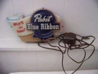Vintage Pabst Blue Ribbon Beer Advertising Lighted Bar Sign All Orignal