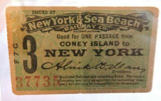 1900 Coney Island York Sea Beach Railway Brooklyn Nyc Subway Ticket City