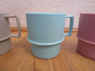 Vintage 4 Pastel Tupperware Stacking Coffee Cups/Mugs 1312 3