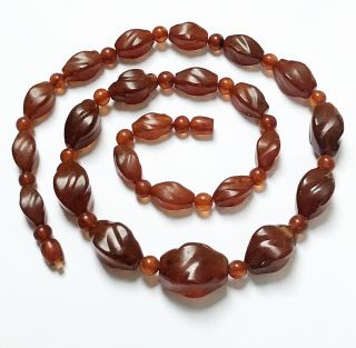 Vintage Baltic Honey Amber Graduated Swirl Beads Necklace 28 "
