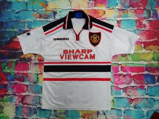L13 1997 - 99 Manchester United Away Shirt Vintage Football Jersey Large Youth