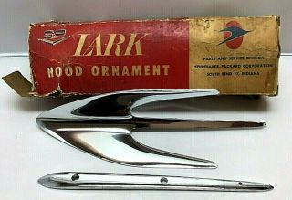 Nos Studebaker Lark Hood Ornament 1959 1960 1961 Hawk Emblem With Base