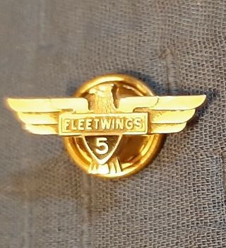 Vintage Fleetwing Aviation 10k Gold 5 Year Service Pin By Lgb
