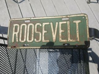 Vintage Roosevelt Metal License Plate Tag Topper 12 " Long -