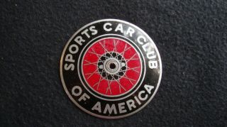 Vintage Enamel Sports Car Club Of America License Plate Topper