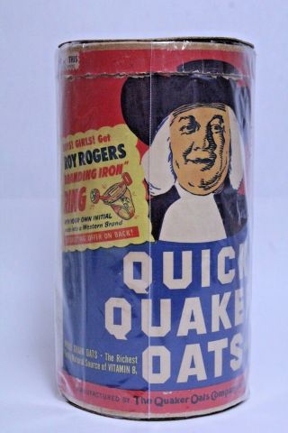 Vintage Roy Rogers Branding Iron Ring Advertising On Quaker Oats Cereal Box