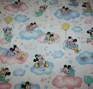 Vintage Disney Cti Minnie Mickey Babies Duvet Cover Pink Blue Clouds Cute