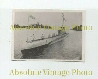 Old Photograph R.  N.  Submarine At Wei Hai Wei China Vintage 1934
