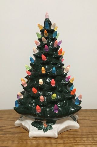 Vintage Ceramic Christmas Tree 16” Tall With Lights -
