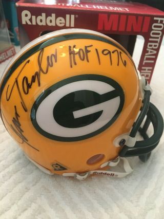 Jim Taylor Green Bay Packers Hof Hall Of Famer Signed Mini Helmet Autographed