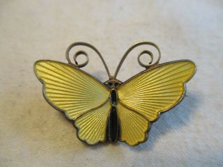 Vintage Yellow & Black Enamel Sterling David Andersen Butterfly - Norway