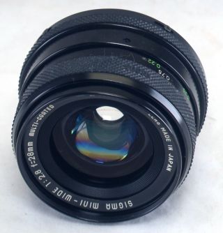 Pentax K 28mm F/2.  8 Vintage Sigma Mini - Wide Mc Lens Japan