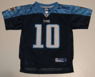 L (7) Youth Reebok Vince Young Tennessee Titans Nfl Football Jersey Blue Euc