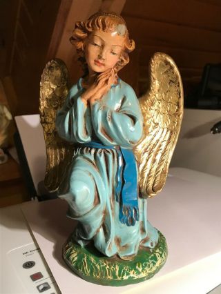 Large Vintage 12 " Fontanini Paper Mache Kneeling Angel Nativity Figure Italy