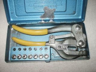 Vintage Whitney No.  5 Jr.  Metal Hand Punch Die Set,  3/32 " - 9/32 ",  Complete,  Usa