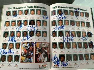 2001 Miami Hurricanes National Champions Signed Program By 15,  Players