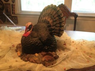 Vintage Thanksgiving Turkey Candle Centerpiece 10 - 1/2 " High